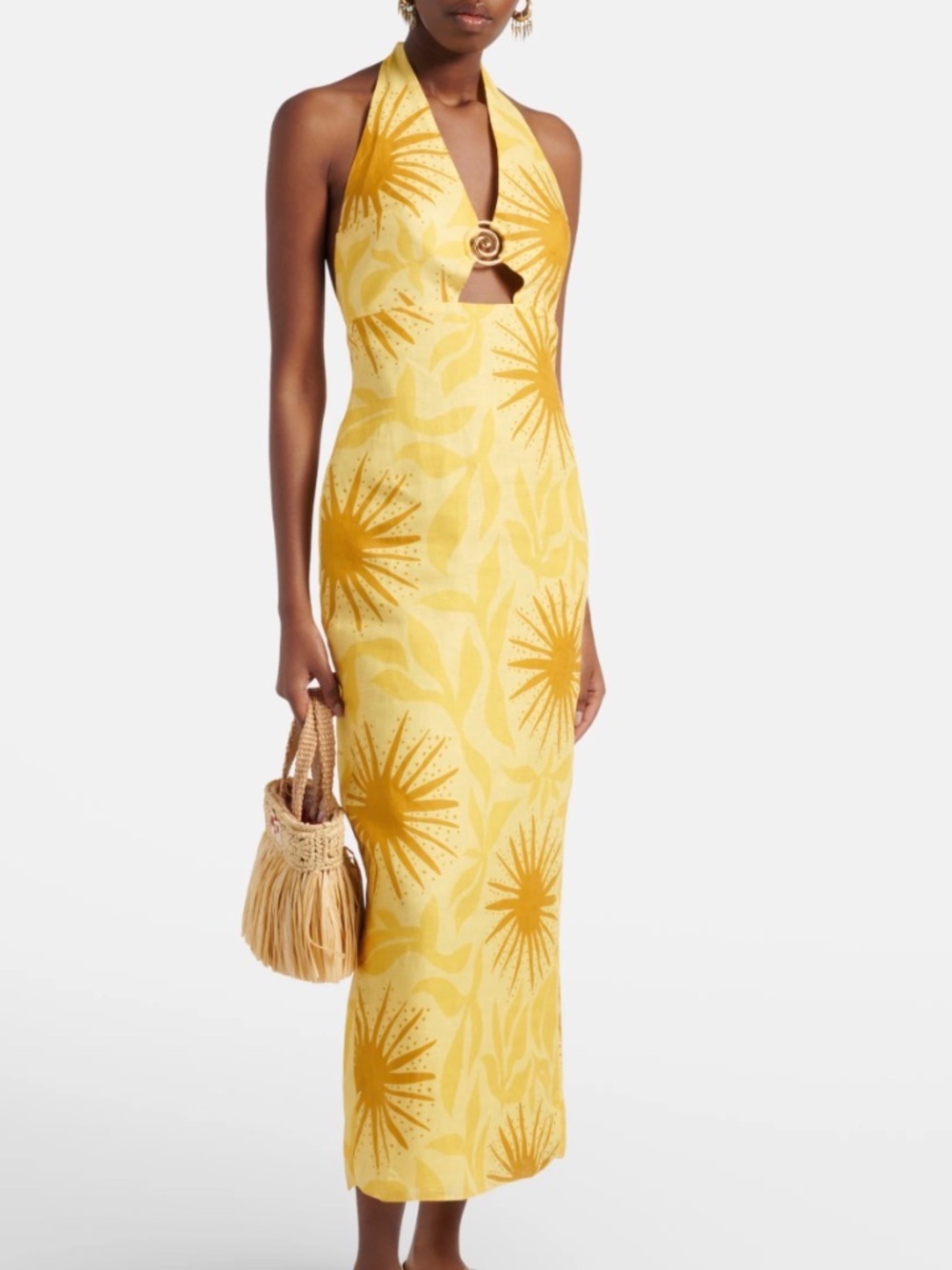 Cala de la Cruz Orly printed cutout linen midi dress